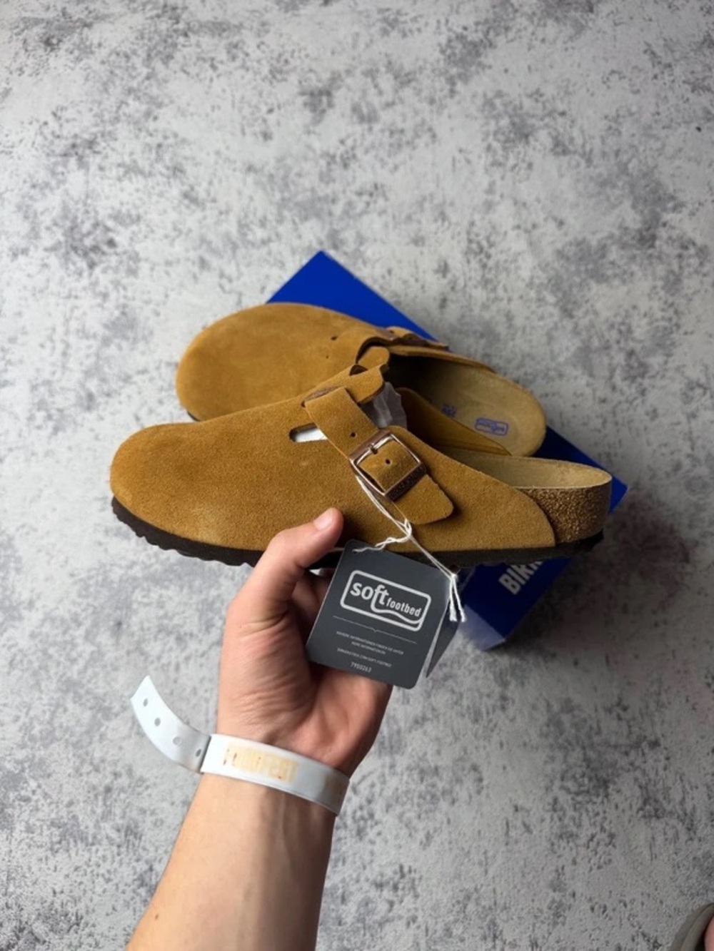 BIRKENSTOCK Boston taupe suede mule clogs